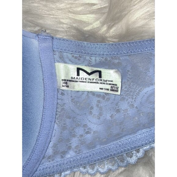 Maidenform 07112 One Fab Fit Extra Coverage Racerback Bra Front Close 36B Blue - Picture 6 of 6